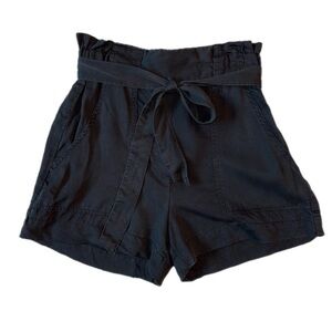 H&M Black High-Waist Tie Shorts